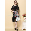 Custom Summer Ladies Clothes Short Sleeve Embroidered Dress for Women